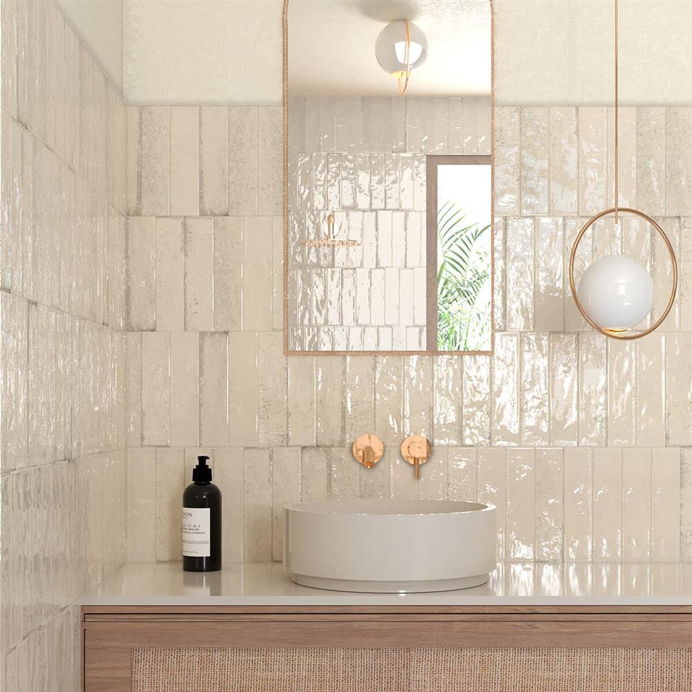 Vertical Winchester almond metro tiles